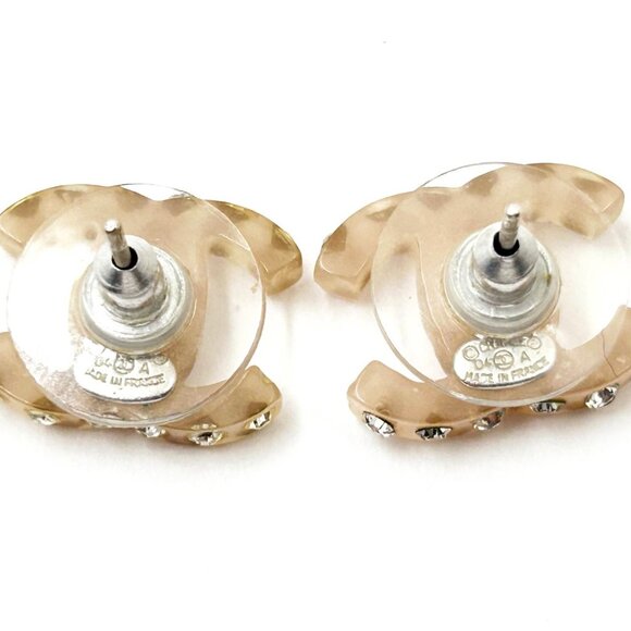 Chanel Pale Pink CC All over Crystal Piercing Earrings - Picture 4 of 4
